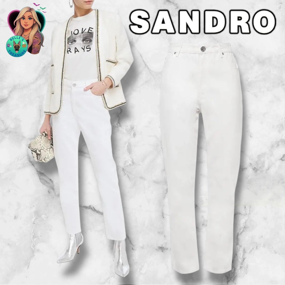 SANDRO Jeans Romaric High-Rise Straight-Leg Ankle Women's 40 US 8 Old Monwy Luxe